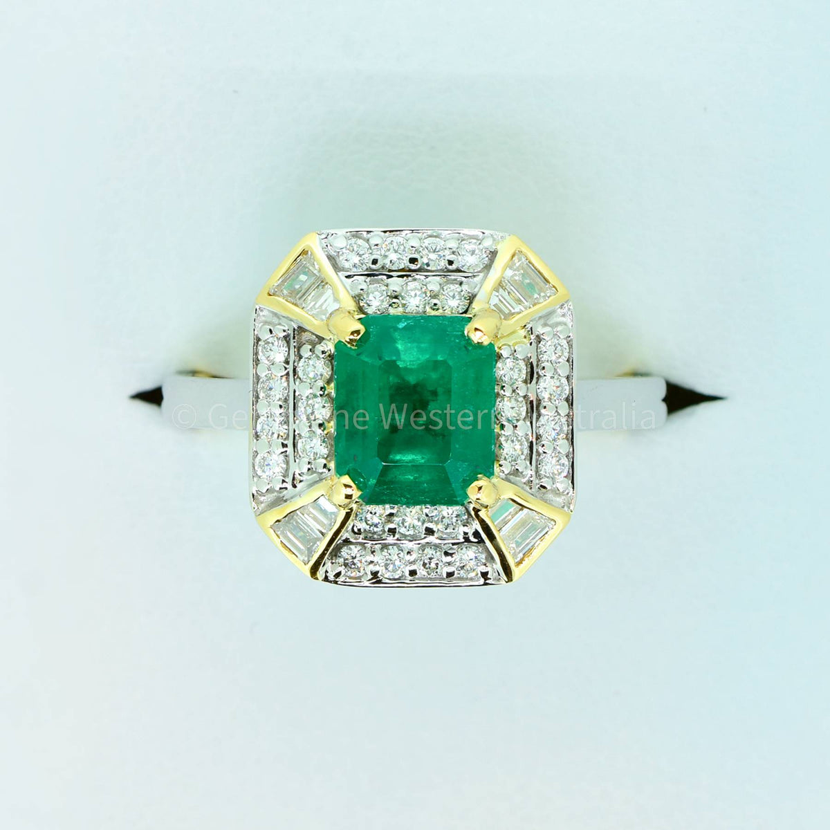 Emerald Cut Colombian Emerald and Diamond Statement Ring in 18K Gold