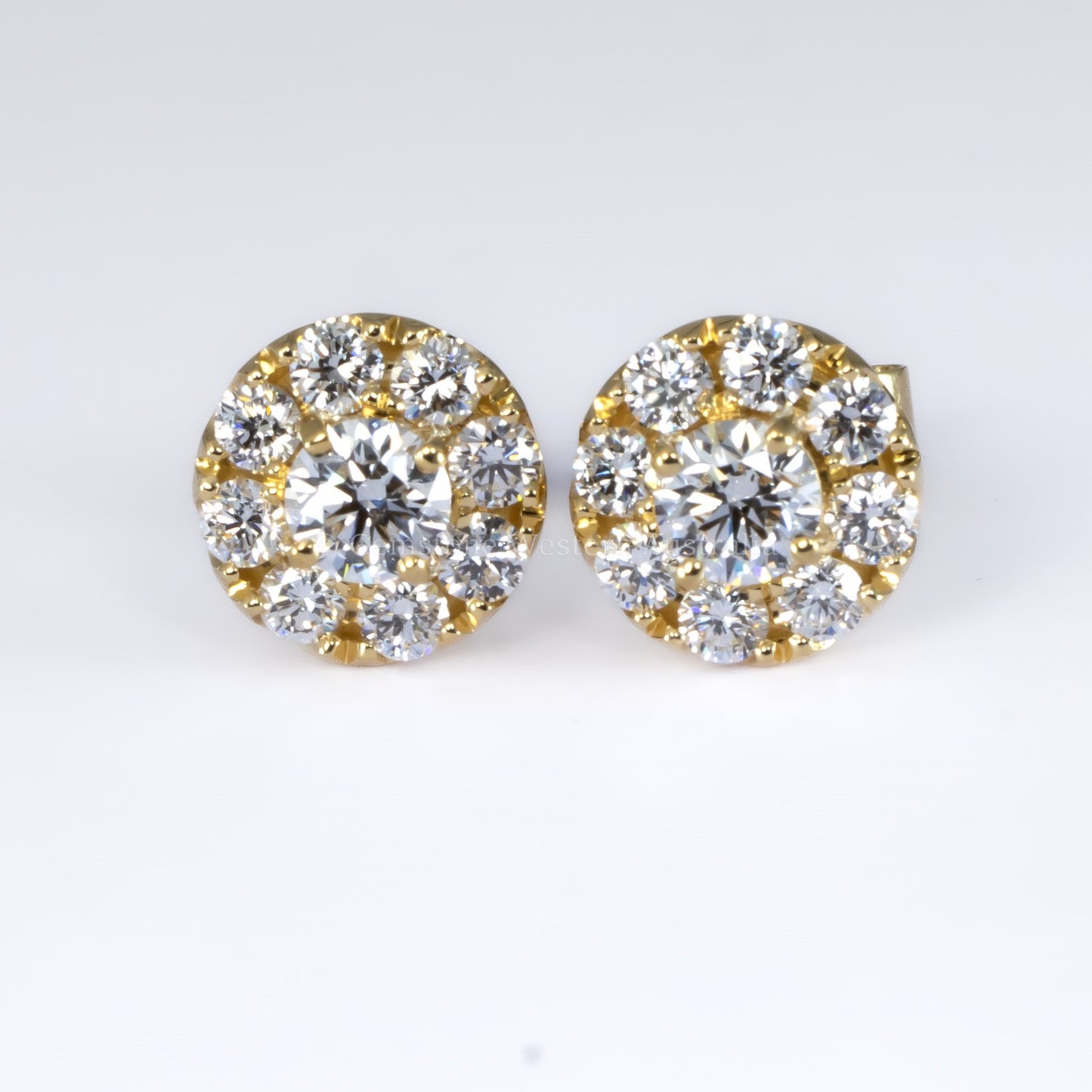 2.44 Carat GIA Natural Diamond Stud Earrings in 18K Yellow Gold