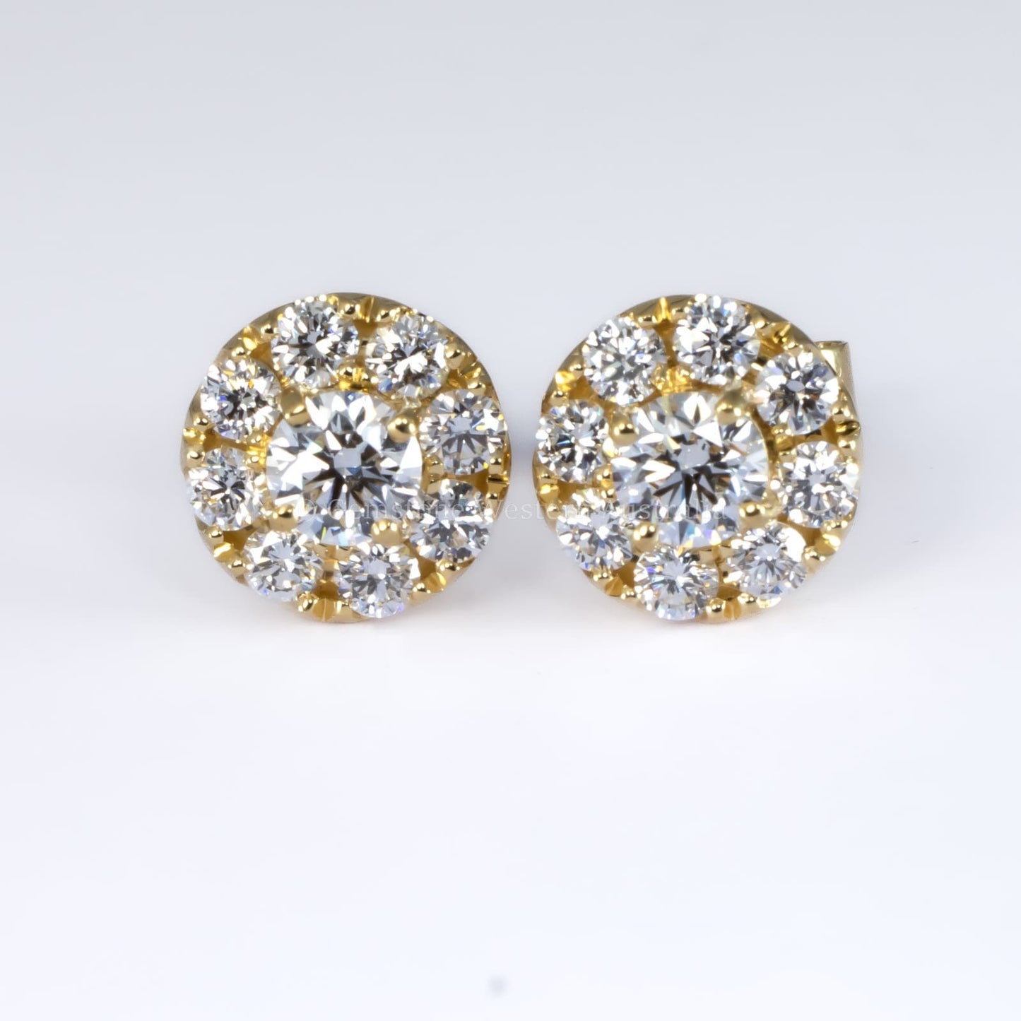 Natural Diamond Stud Earrings in 18K Yellow Gold