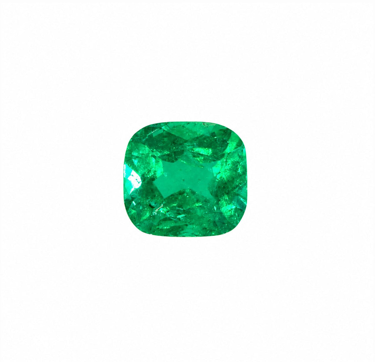 0.99 ct natural Colombian emerald, cushion cut loose gemstone