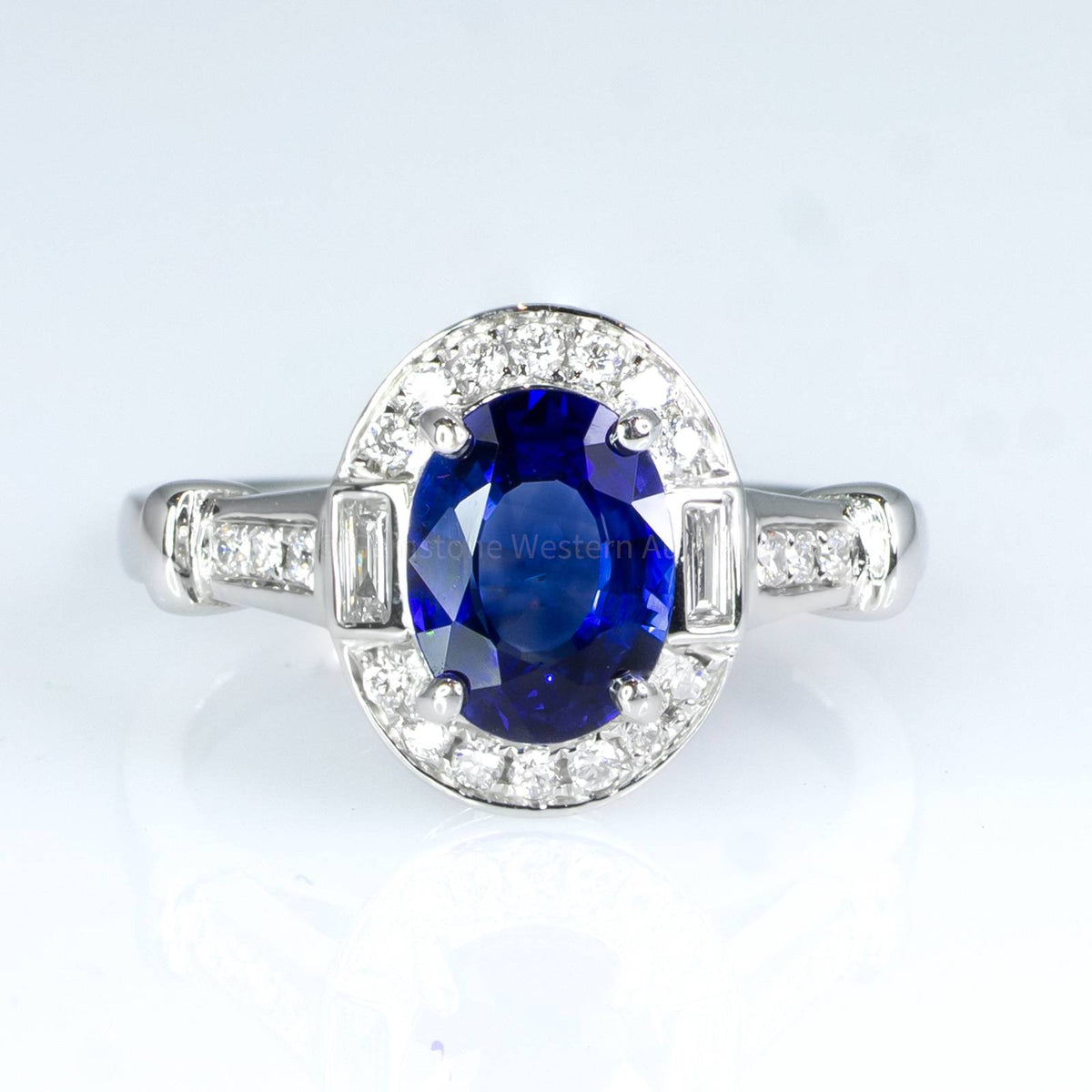 Art Deco sapphire and Diamonds Ring 18K Gold