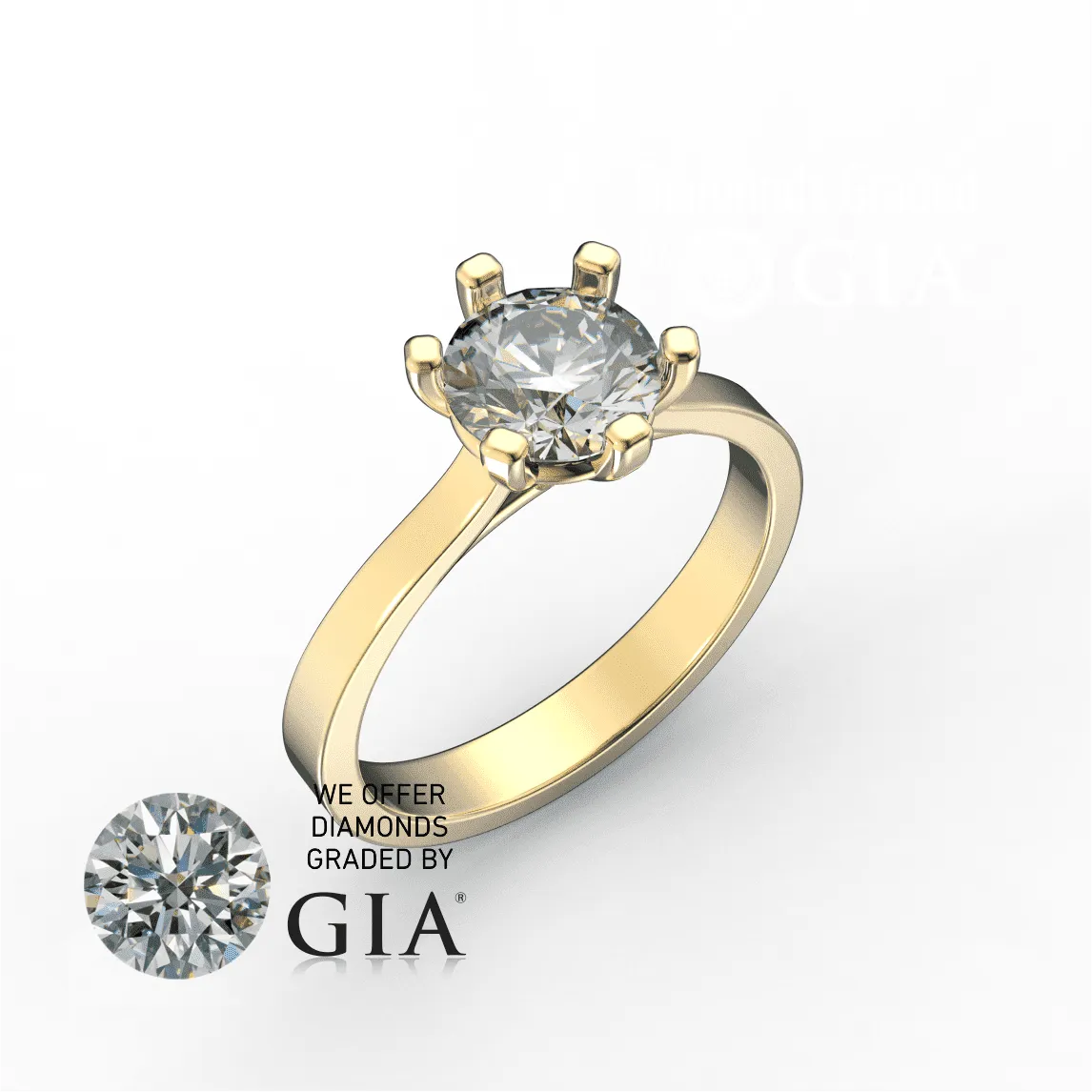 1 Carat G VS1 Round Diamond Engagement Ring in 18k Gold GIA Certified
