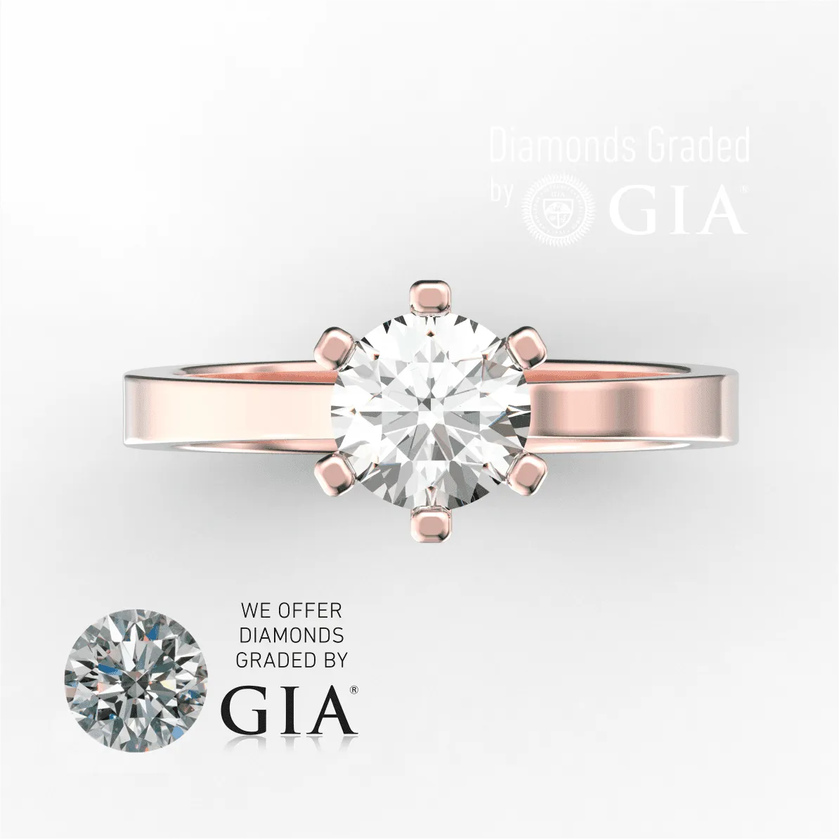 1 Carat G VS1 Round Diamond Engagement Ring in 18k Gold GIA Certified