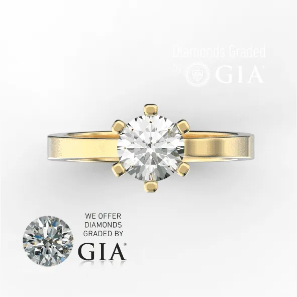 1 Carat G VS1 Round Diamond Engagement Ring in 18k Gold GIA Certified