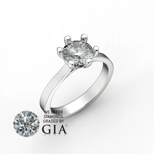 1 Carat D VVS1 Round Diamond Engagement Ring in Platinum GIA certified