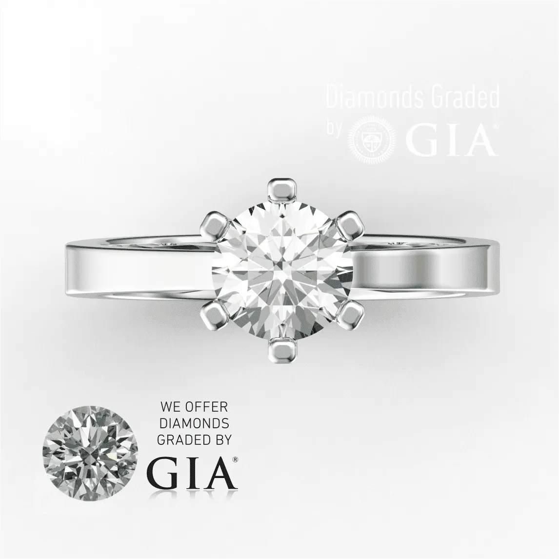 1 Carat D VVS1 Round Diamond Engagement Ring in Platinum GIA certified