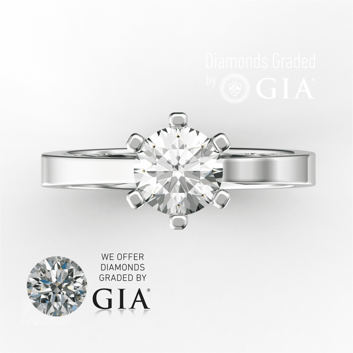 1 Carat D VS1 Round Diamond Engagement Ring in Platinum GIA certified