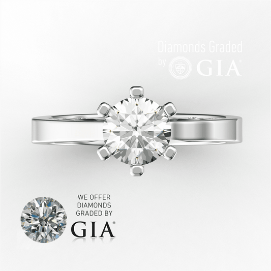 1 Carat D VS1 Round Diamond Engagement Ring in Platinum GIA certified