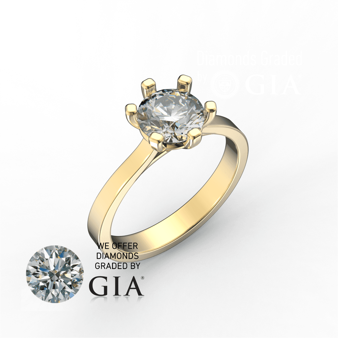 1 Carat D VS1 Round Diamond Engagement Ring in 18k gold GIA certified