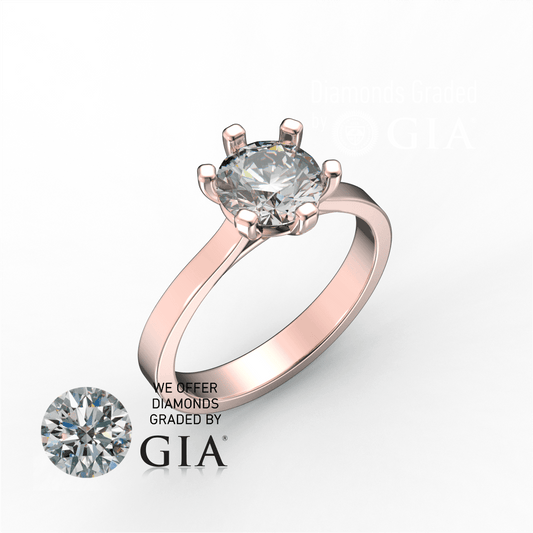 1 Carat D VVS1 Round Diamond Engagement Ring in 18k gold GIA certified