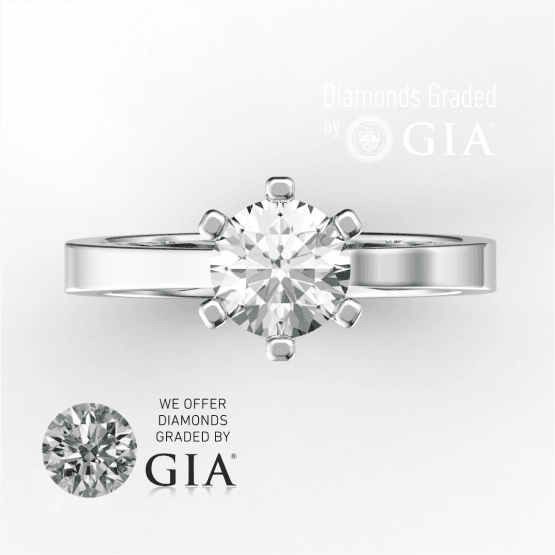 1 Carat D VVS1 Round Diamond Engagement Ring in 18k gold GIA certified