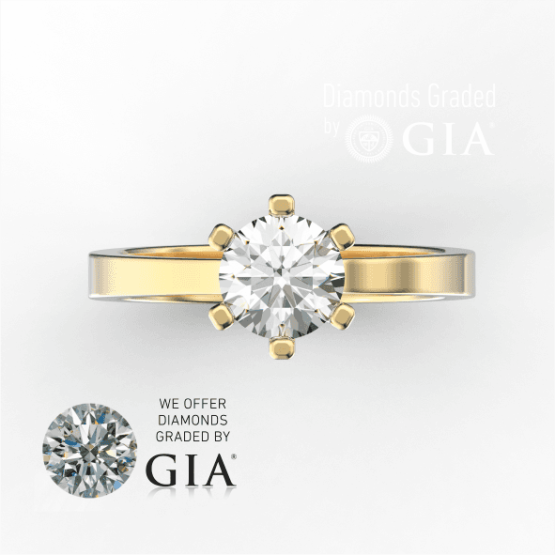 1 Carat D VVS1 Round Diamond Engagement Ring in 18k gold GIA certified