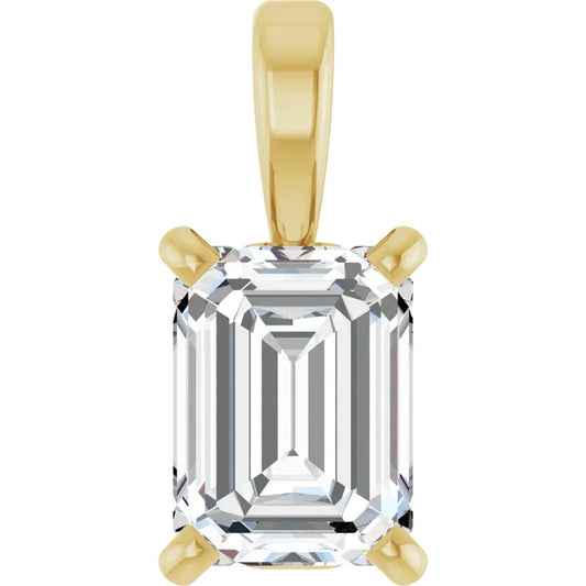 0.50ct Natural Emerald Cut Diamond Pendant in G VS Clarity, 18K Yellow Gold