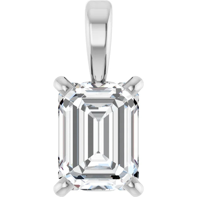 0.50ct Emerald Cut Diamond Pendant in 18K White Gold – G VS Clarity