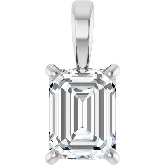 0.50ct Emerald Cut Diamond Pendant in 18K White Gold – G VS Clarity