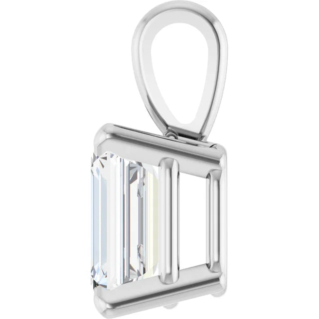 0.50ct Emerald Cut Diamond Pendant in 18K White Gold – G VS Clarity