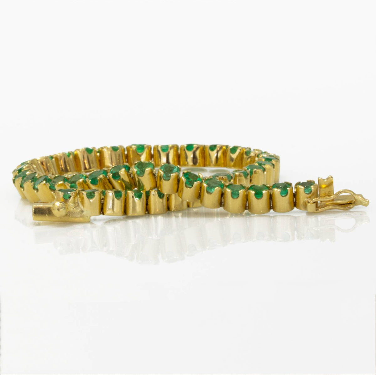 6.82ct Colombian Emerald Tennis Bracelet in 18kt Yellow Gold