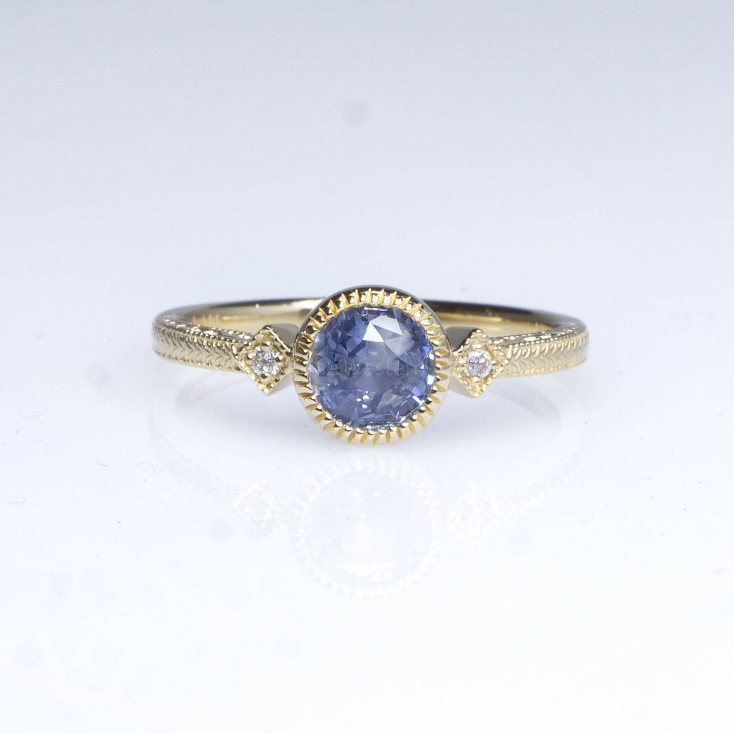 1 Carat Natural Unheated Sapphire Diamonds Ring 14K Gold