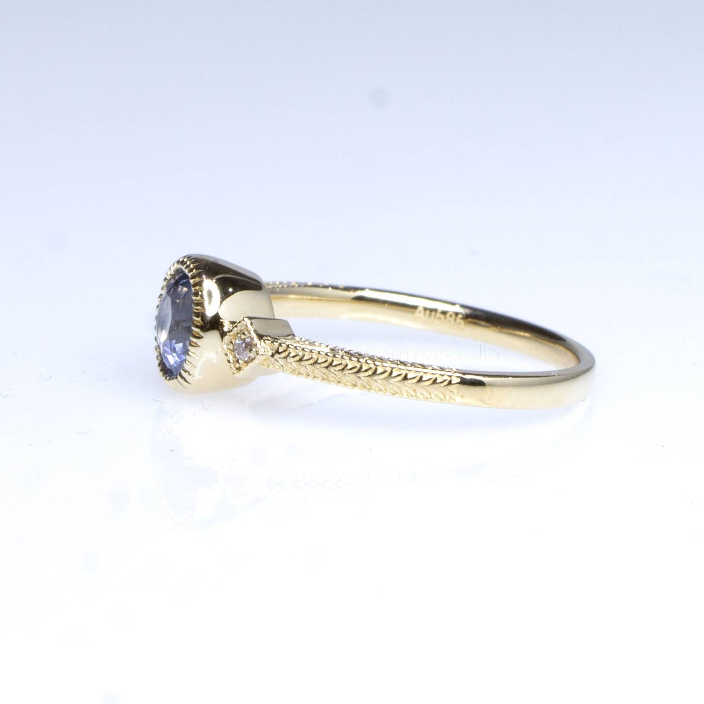 1 Carat Natural Unheated Sapphire Diamonds Ring 14K Gold