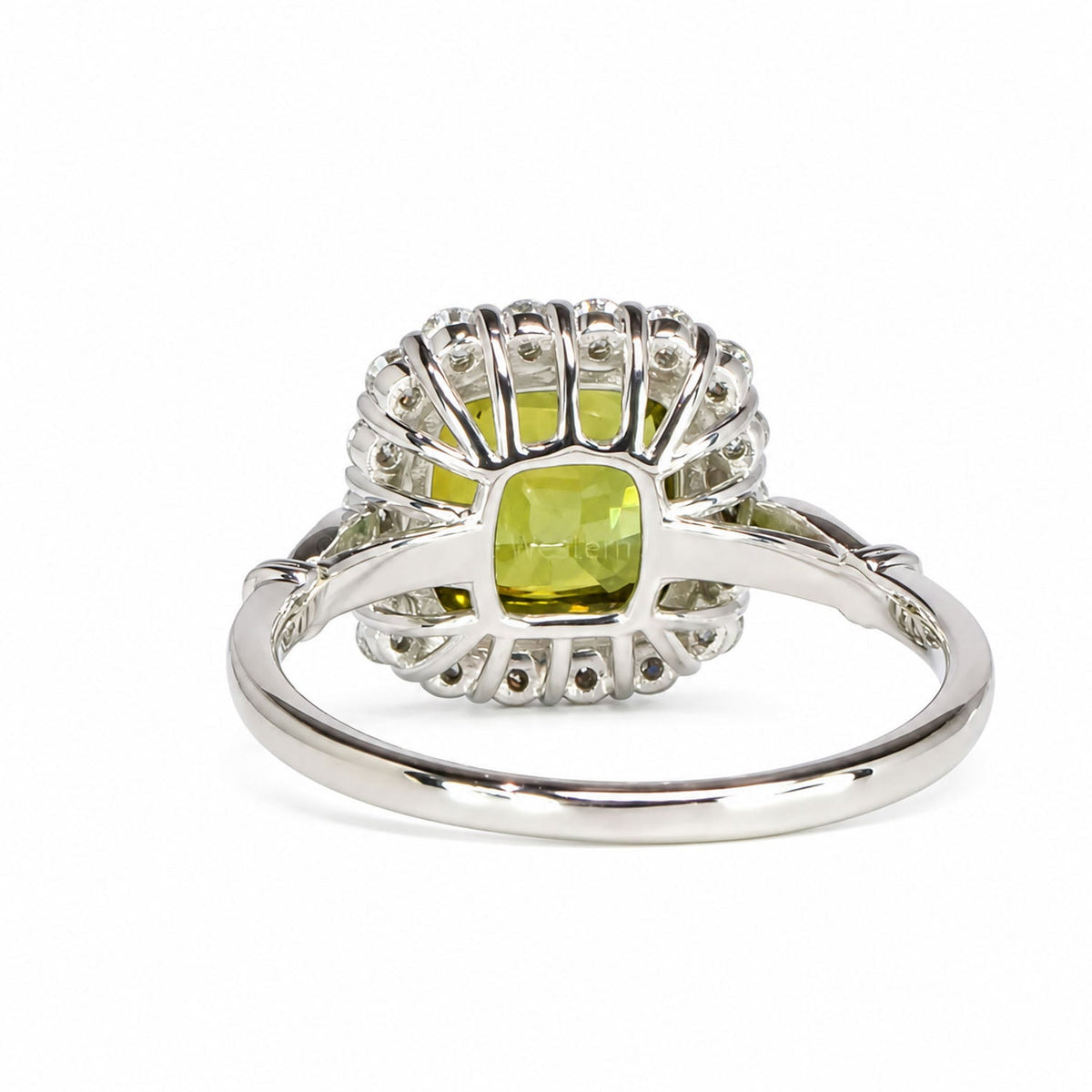 Back of the alexandrite ring showing the open platinum gallery