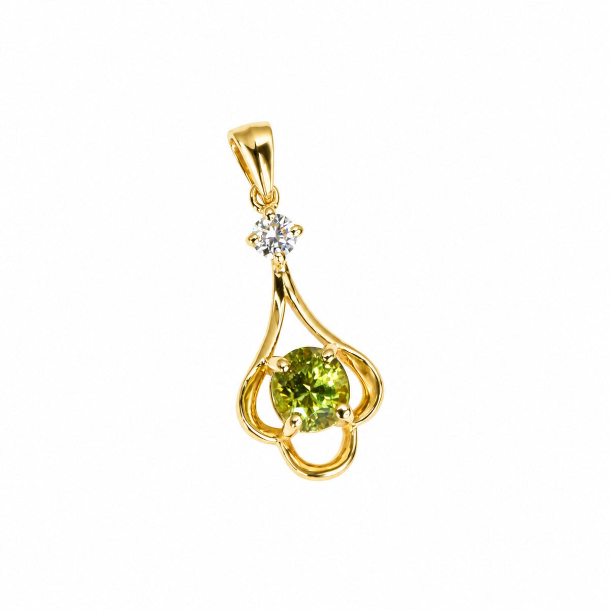 Oval alexandrite pendant in 18K yellow gold, green in daylight