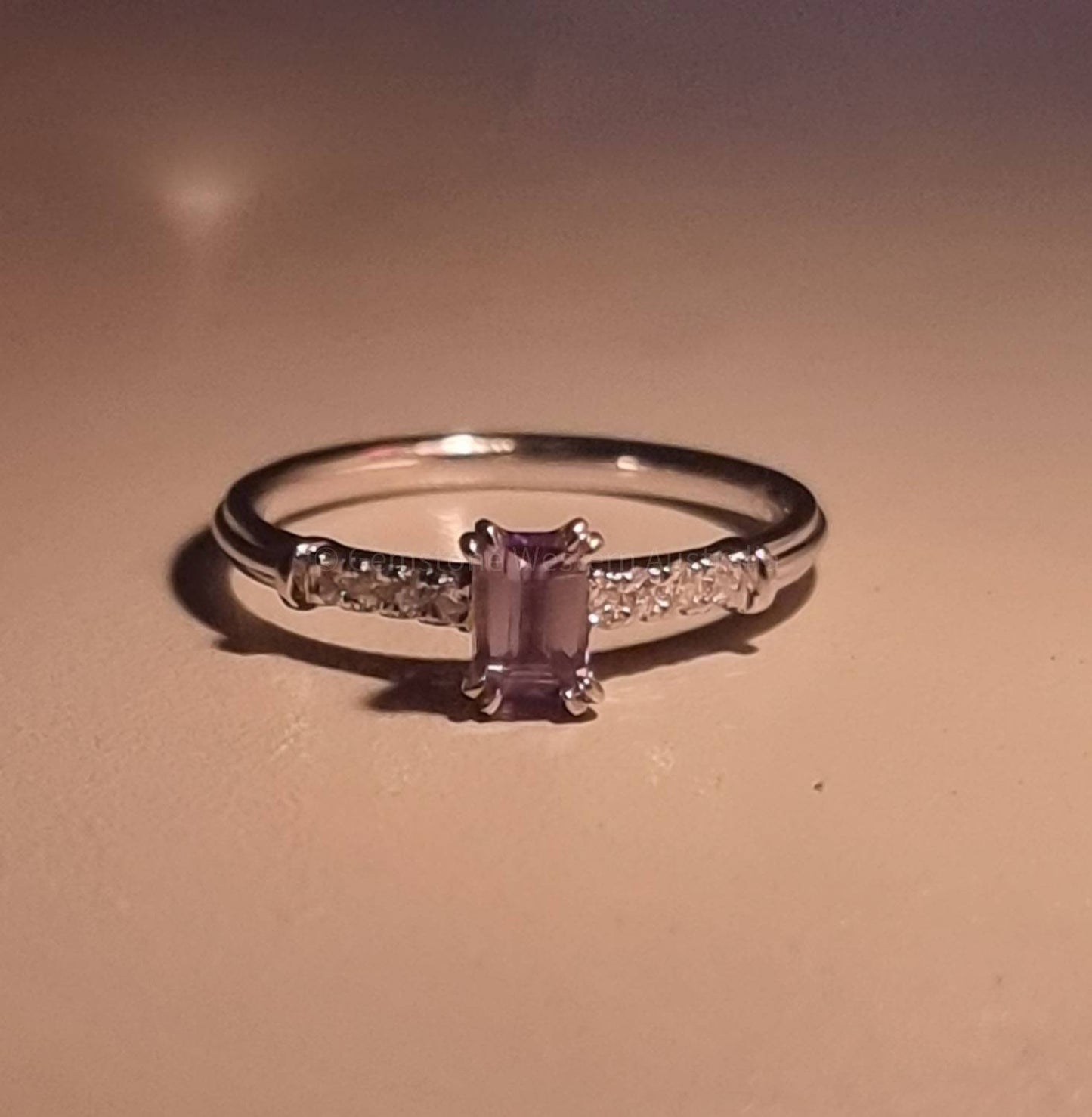 Natural Alexandrite and Diamonds ring in Platinum