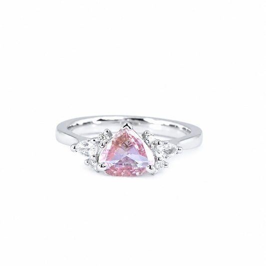 Natural unheated pink sapphire ring with diamond accents in platinum 950