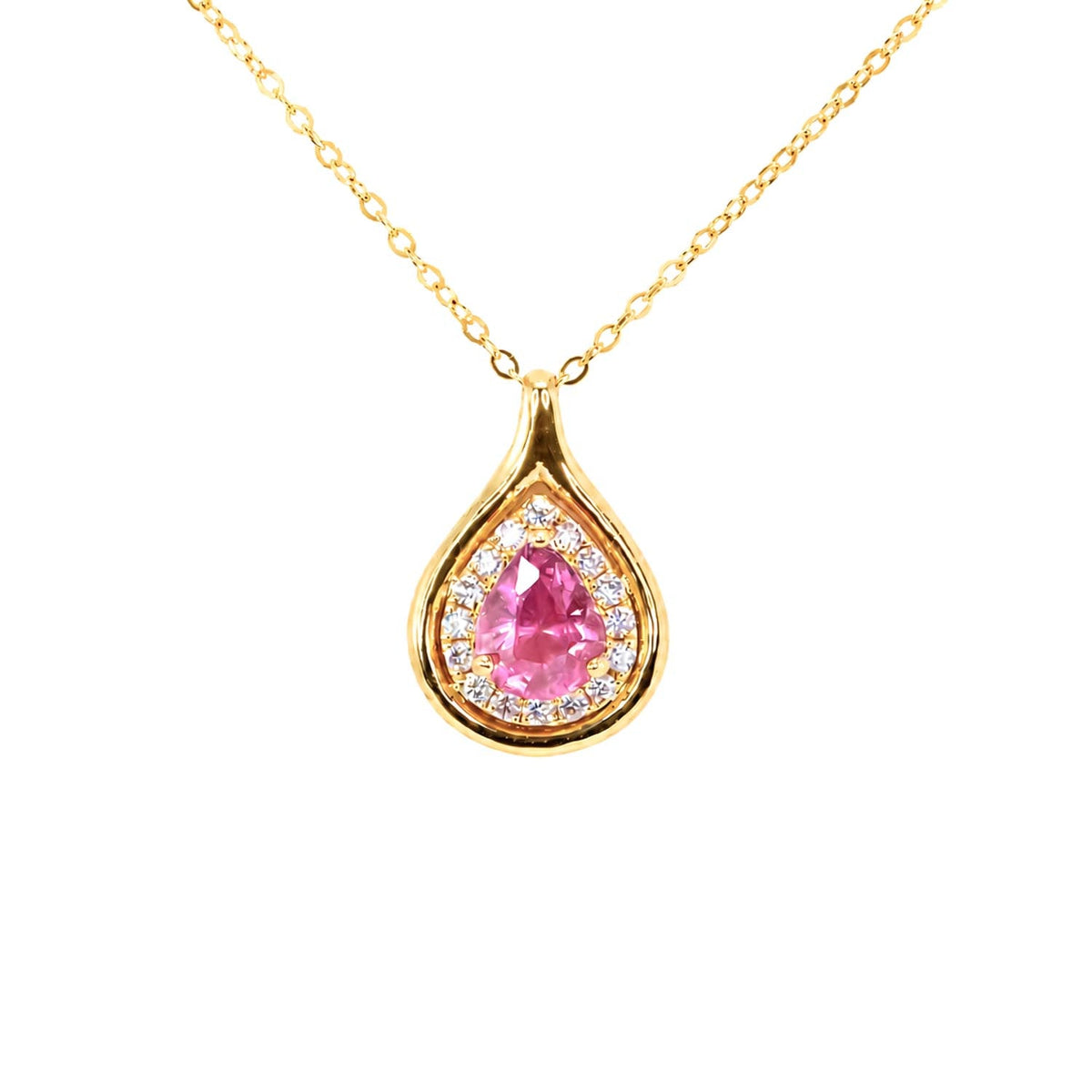 1.0 Carat Pink Sapphire and Diamonds Pendant – front view