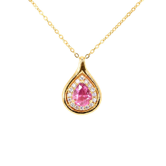 1.0 Carat Pink Sapphire and Diamonds Pendant – front view