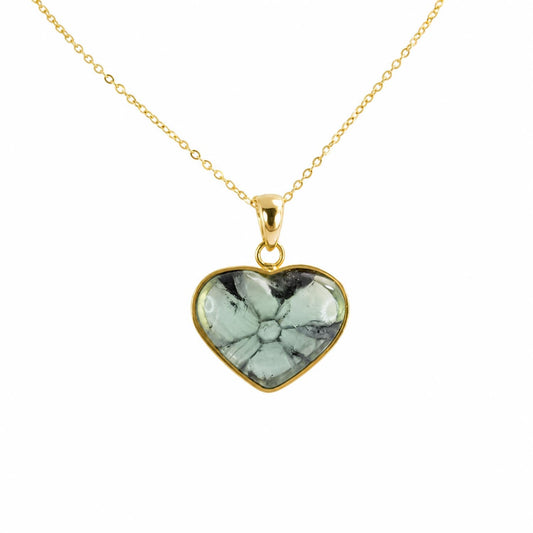 Trapiche Emerald Heart Shaped Pendant – front view