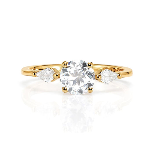 1ct Round Diamond Ring with Kite-Shaped Accents – front view