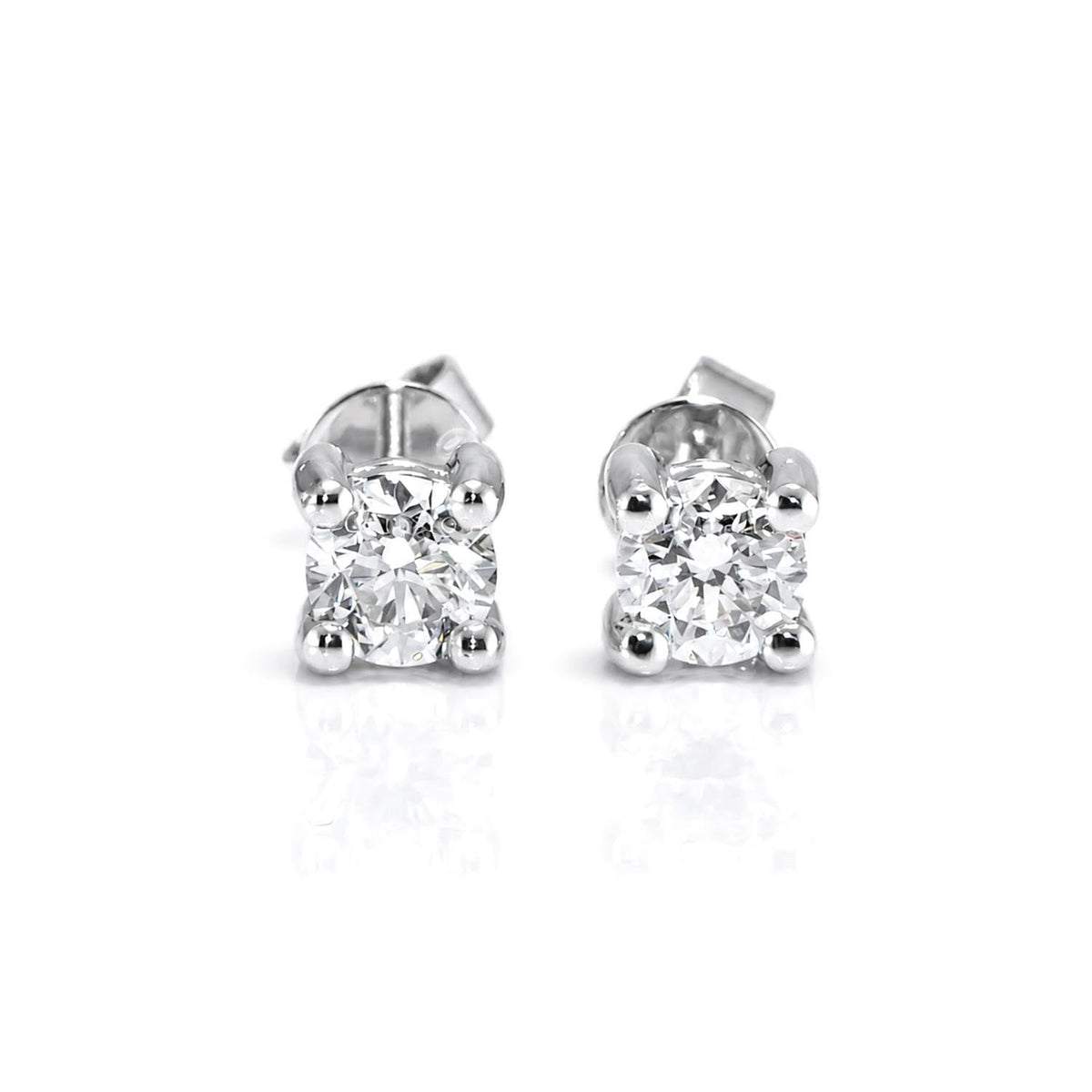 GIA 1ct Natural Diamonds Stud Earrings – front view