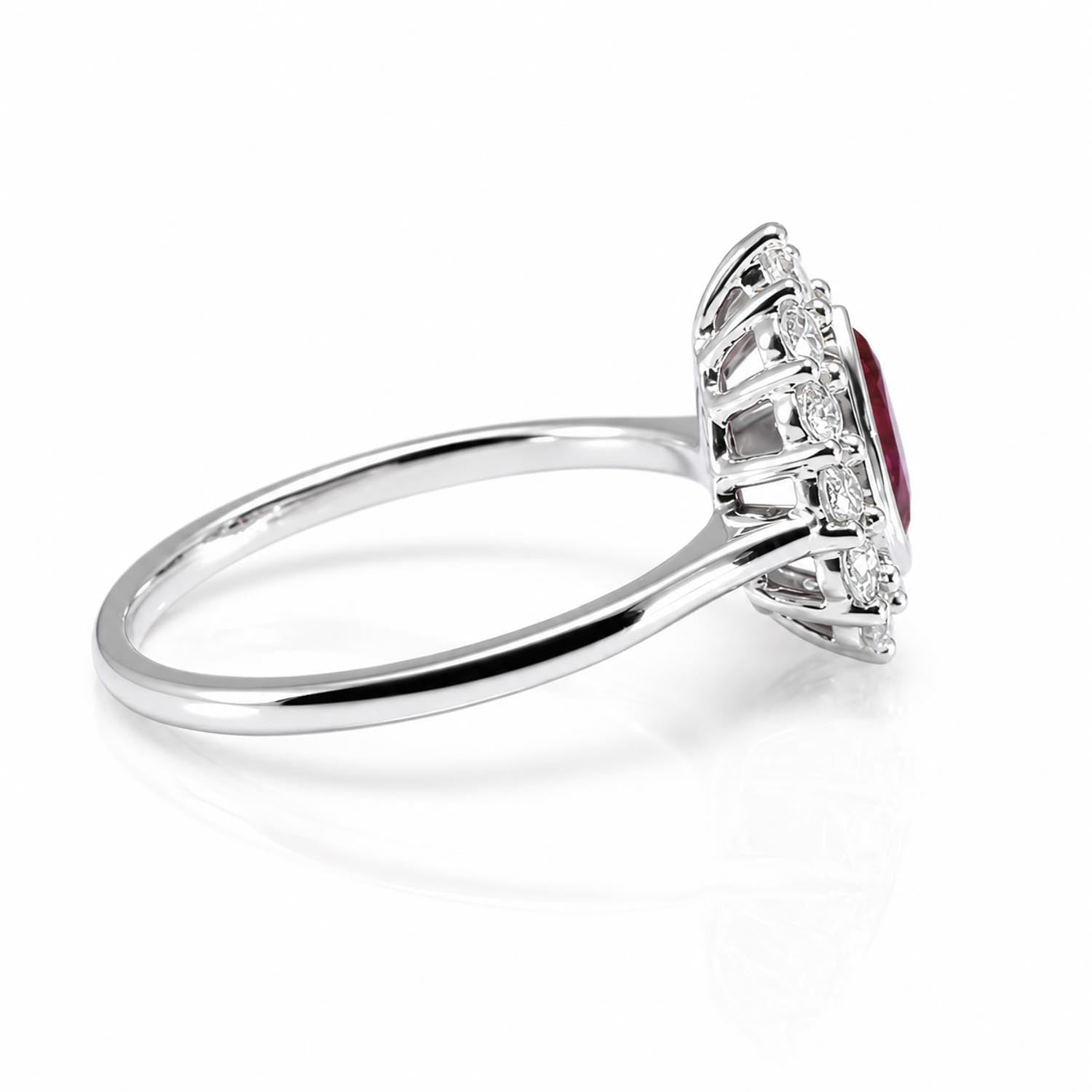 1 Carat Pear Mixed-Cut Ruby Halo Ring – side view