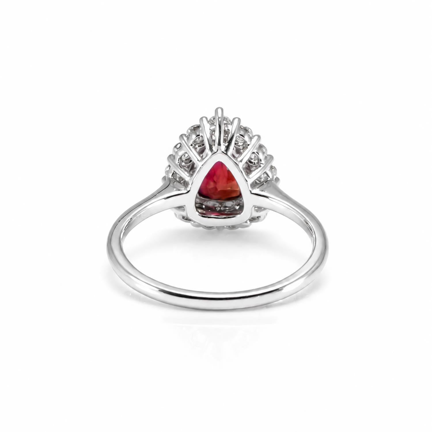 1 Carat Pear Mixed-Cut Ruby Halo Ring – top view