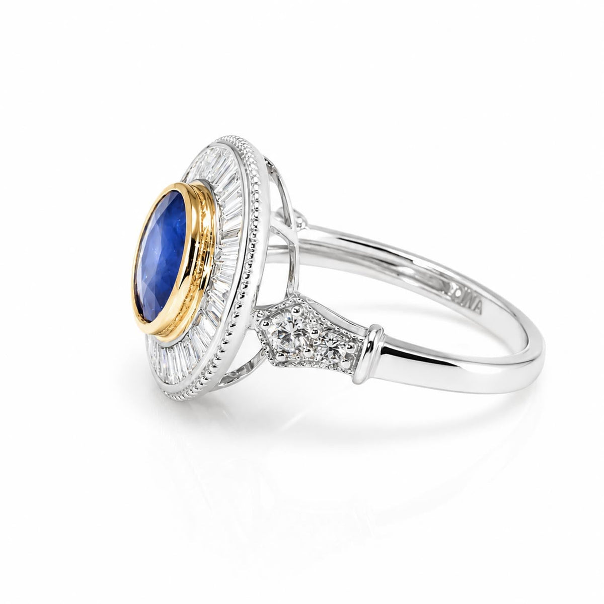 Vintage Style Natural Blue Sapphire Ring – side view