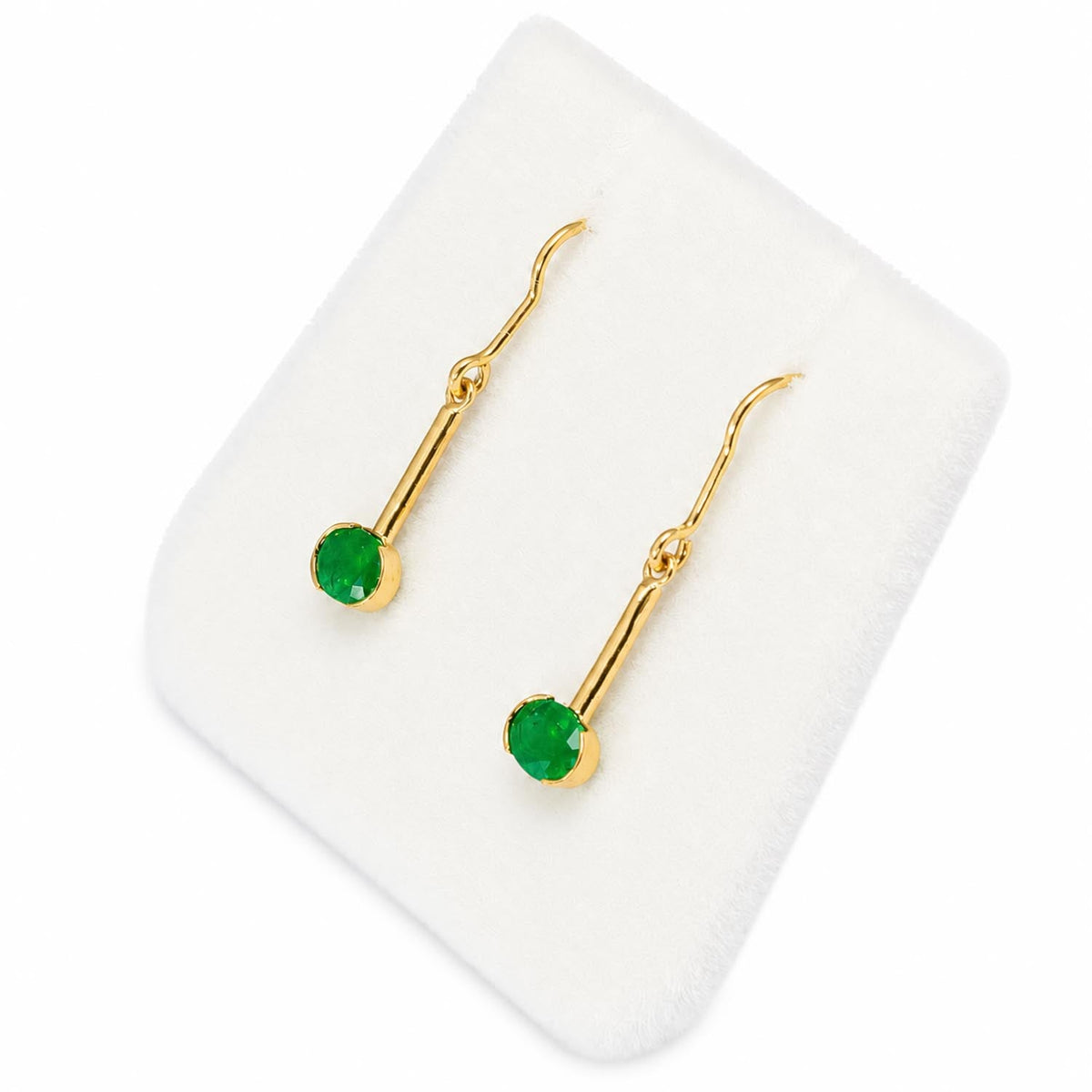 Dangling Emerald Earrings – side view