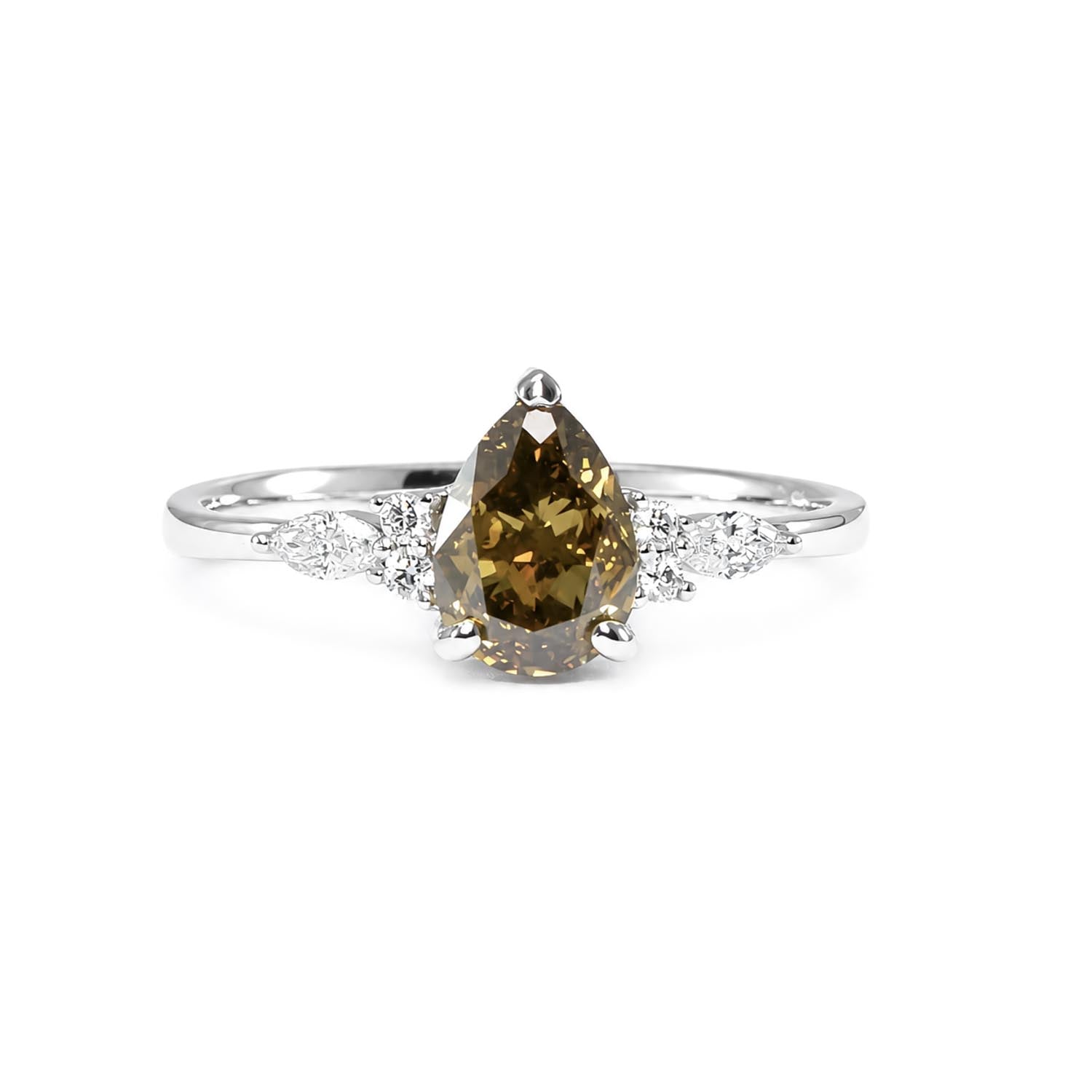 GIA 1.02ct Fancy Yellow Brown Diamond Ring – front view
