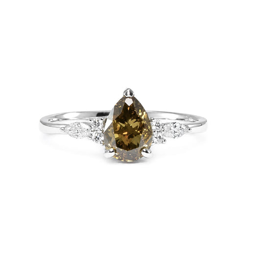 GIA 1.02ct Fancy Yellow Brown Diamond Ring – front view