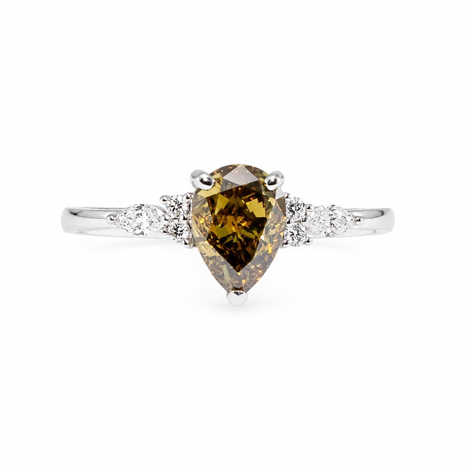 GIA 1.02ct Fancy Yellow Brown Diamond Ring – side view