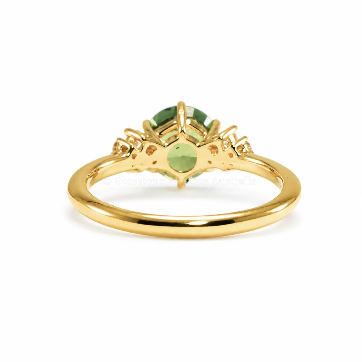 1.50ct Natural Unheated Teal Green Sapphire Ring – front view