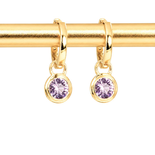 Versatile 18K Yellow Gold Hoop Earrings with Natural Pink Spinel Charms