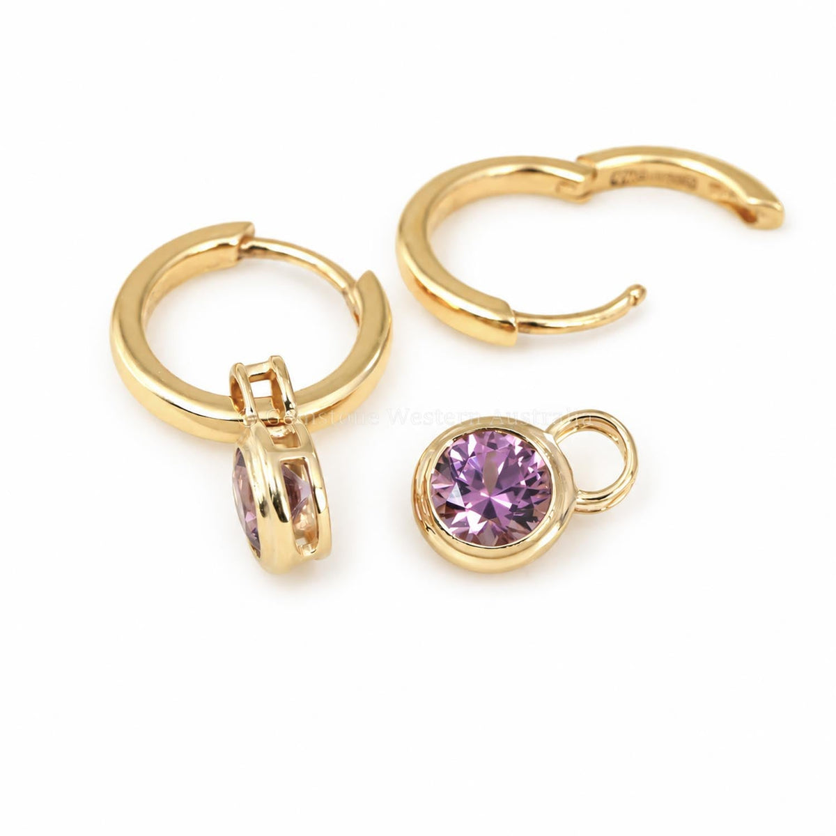 Versatile 18K Yellow Gold Hoop Earrings with Natural Pink Spinel Charms
