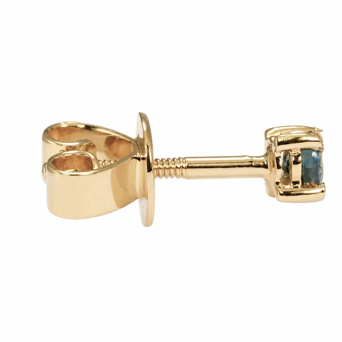 Australian Teal Sapphire Stud Earrings in 18K Yellow Gold - 0.42ct