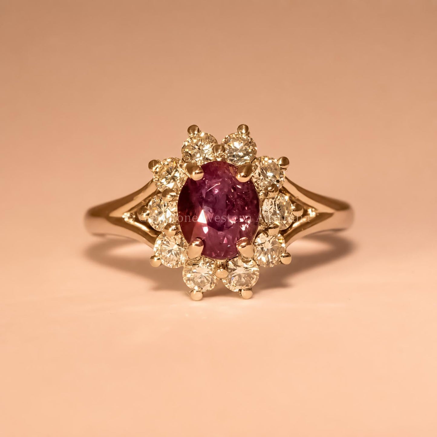 Platinum Ring with 1.98ct Oval Alexandrite & Diamond Halo - VVS Clarity