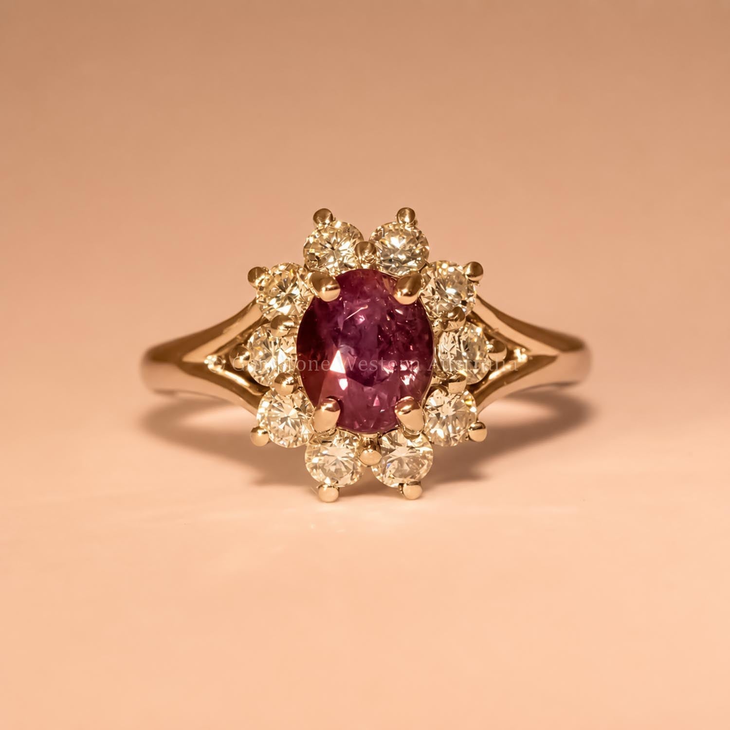 Platinum Ring with 1.98ct Oval Alexandrite & Diamond Halo - VVS Clarity