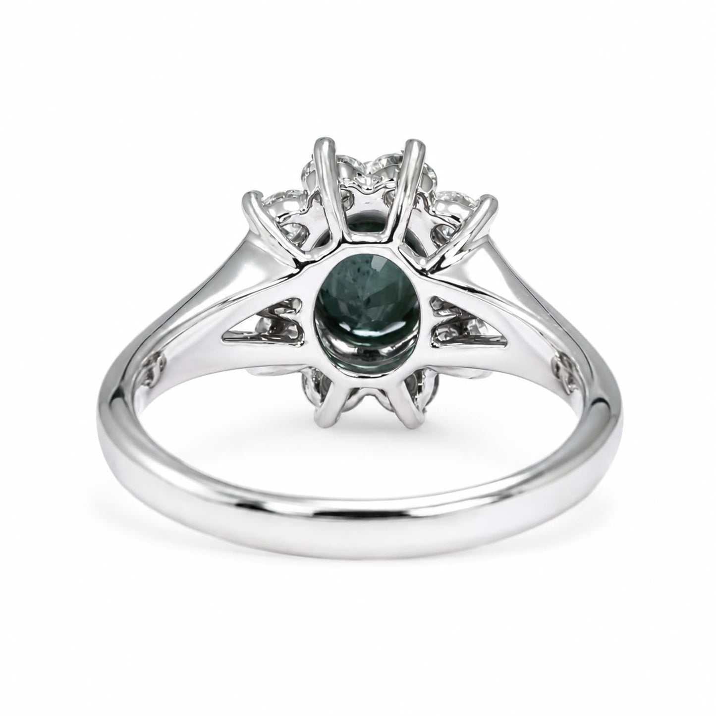 Platinum Ring with 1.98ct Oval Alexandrite & Diamond Halo - VVS Clarity