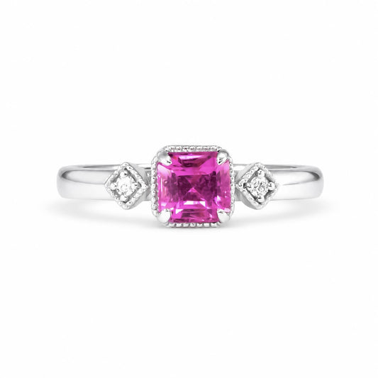 1.05ct Natural Unheated Emerald Cut Pink Sapphire Ring in Platinum 950