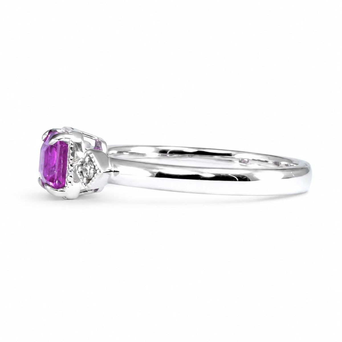 1.05ct Natural Unheated Emerald Cut Pink Sapphire Ring in Platinum 950