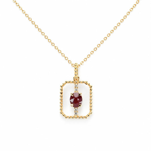 0.54ct Natural Ruby Pendant in 18K Yellow Gold with Diamond Accents