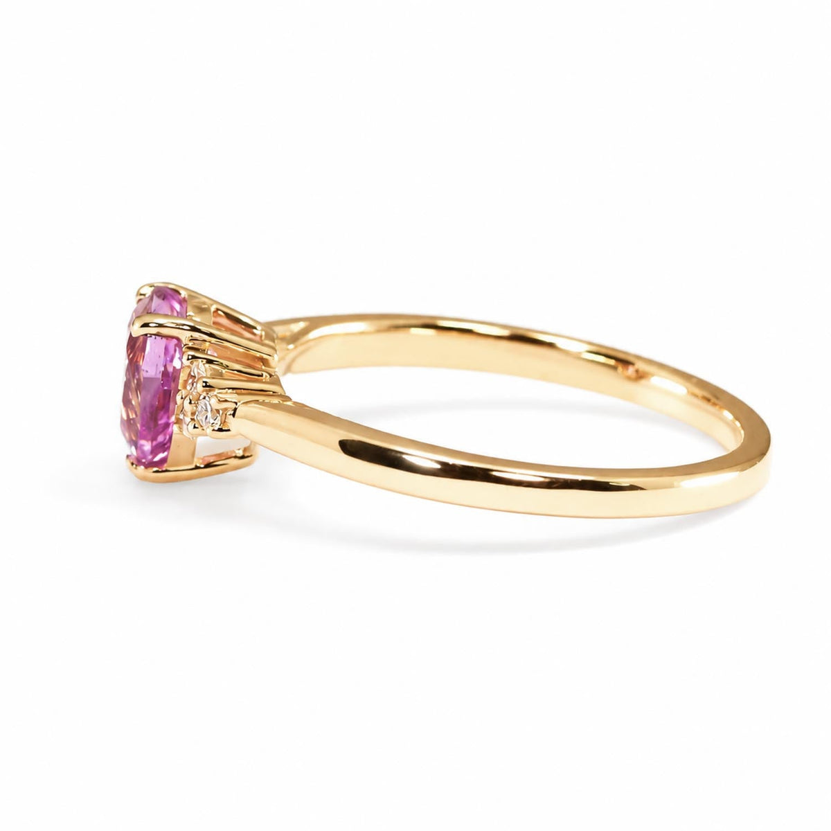 Unheated Pear Cut Pink Sapphire Ring with Diamond Cluster in 18K Yellow Gold